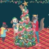 Animals Dressing Tree Gold Foil Christmas Petite Card Pack