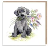 Black Labrador with Flowers Greetings Card