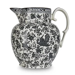 Black Regal Peacock Etruscan Large Jug