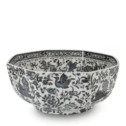 Black Regal Peacock Octagonal Bowl