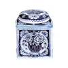 Blue & White Dome Lid Wavy Caddy