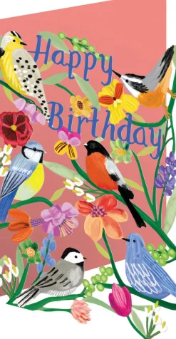 Bright Birds, Birthday Laser Greeting Card