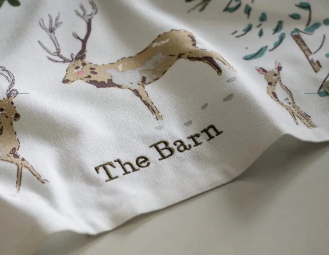 Christmas Stags Scene Tea Towel