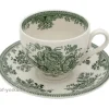 Dark Green Asiatic Pheasant Teacup and Saucer