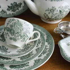Dark Green Asiatic Pheasant Teacup and Saucer