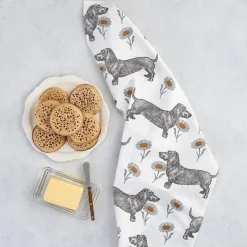 Dog & Daisy Tea Towel