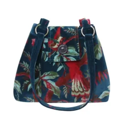 Eden Teal Botanical Velvet Ava Bag