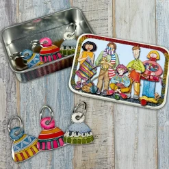 Hats Set of 6 Stitch Markers in a Pocket Tin