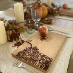 Highland Cow Oak Serving Board - 12in