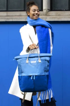 Light Blue and Navy Hackney Large Backpack