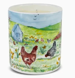 Lime, Basil & Mandarin China Pot Candle - Chickens
