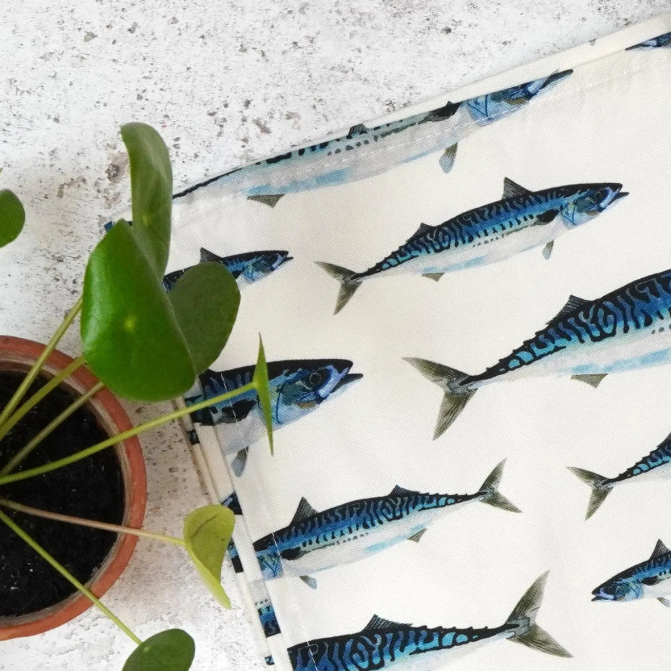 Mackerel Tea Towel by Corinne Alexander