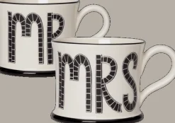 Mr & Mrs Twin Set of Mugs by Moorland Pottery