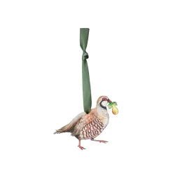 Partridge Wooden Christmas Decoration