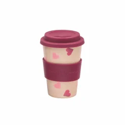 Pink Hearts Rice Husk Travel Cup