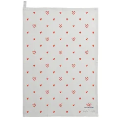 Red Hearts Tea Towel