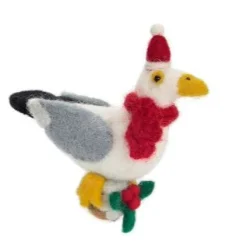 Seagull with Christmas Pudding Felt Decoration