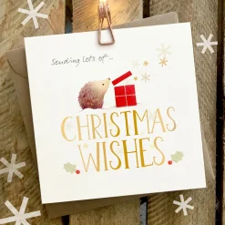 Sending Lots of Christmas Wishes Hedgehog Card