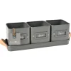 Set of 3 Herb Pots in a Leather Handled Tray - Grey