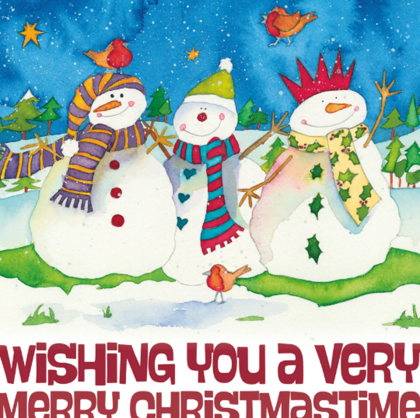 Snowmen Merry Christmas Pack of 6 Christmas Cards