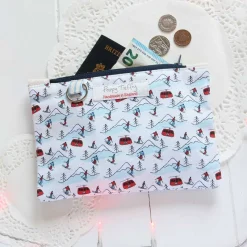 Snowy Mountain Flat Zip Purse with Keyring