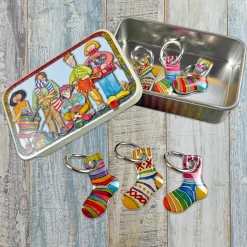 Socks Set of 6 Stitch Markers in a Pocket Tin