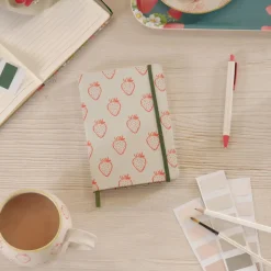 Strawberries B6 Fabric Notebook