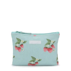 Strawberries Blue Makeup Bag