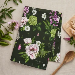 Summer Garden Tea Towel - Dark Green