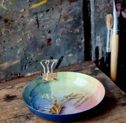 Vintage Colour Wheel Round Enamel Printed Tray