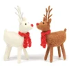 White & Brown Standing Reindeer Pair Felt Decoration
