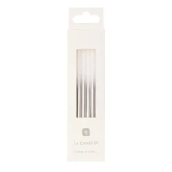 White and Silver Birthday Candles - 16 pack