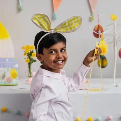 Yellow Gingham Bunny Ears Headband